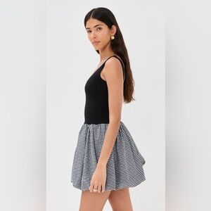 Le Bop Piper Combo Mini Dress Black/Gingham Size Large